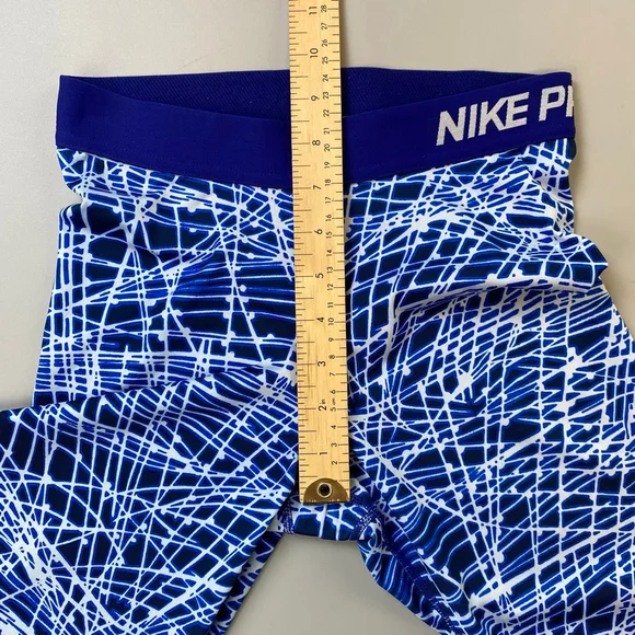 Women's Nike Pro Crop Leggings Blue & White Abstract Print Small Dri-Fit - Picture 10 of 16